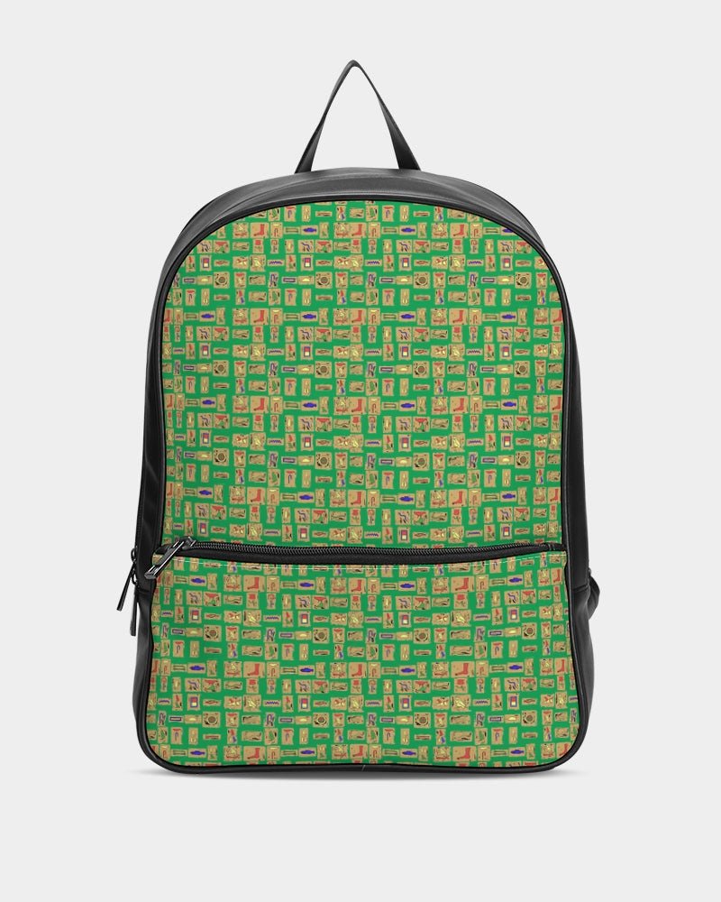 Green Hieroglyphics Classic Faux Leather Backpack - Conscious Apparel Store
