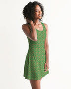 Green Hieroglyphics Women's All-Over Print Racerback Dress - Conscious Apparel Store