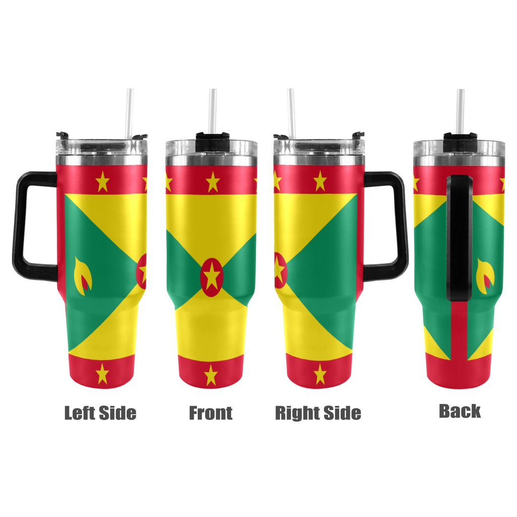 Grenada Flag 40oz Tumbler with Black Handle - Conscious Apparel Store