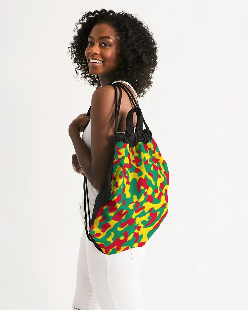 Grenada Flag Camo Canvas Drawstring Bag - Conscious Apparel Store
