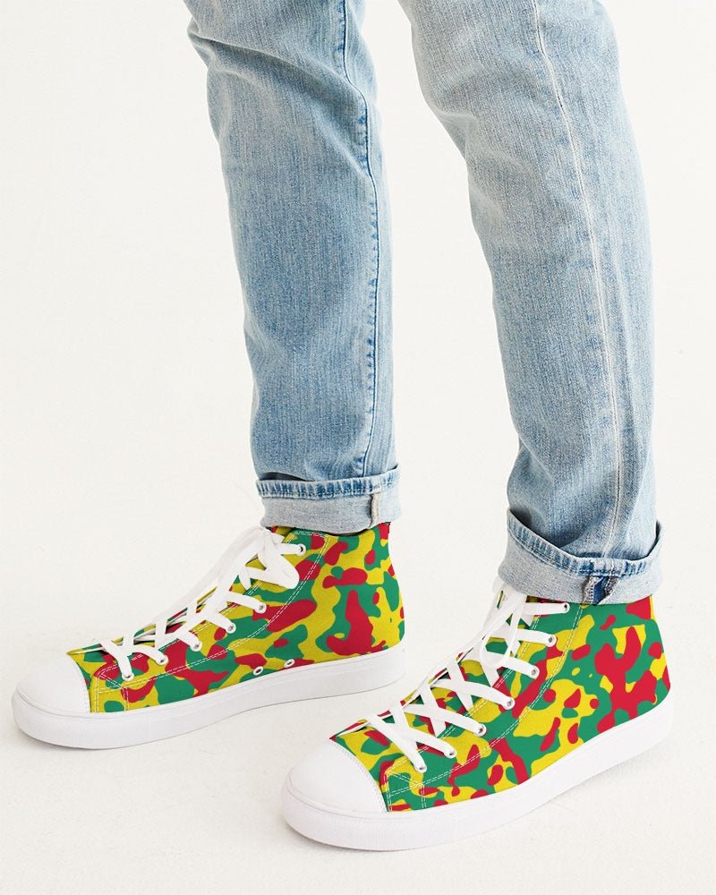 Grenada Flag Camo Men's Hightop Canvas Shoe - Conscious Apparel Store