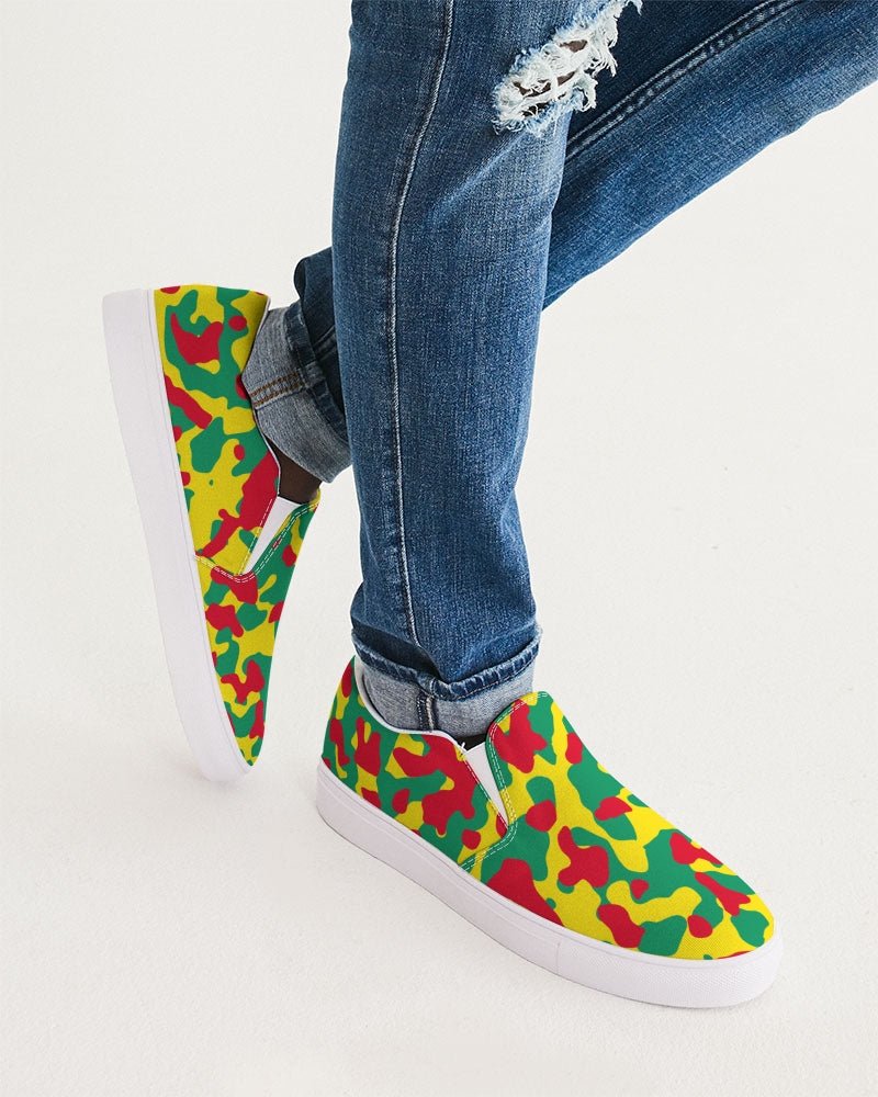 Grenada Flag Camo Men's Slip - On Canvas Shoe - Conscious Apparel Store