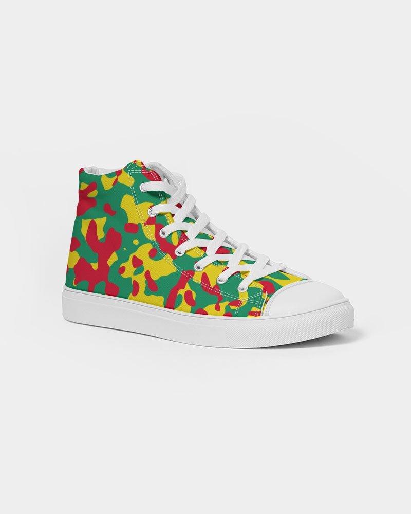 Grenada Flag Camo Women's Hightop Canvas Shoe - Conscious Apparel Store