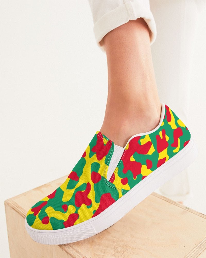 Grenada Flag Camo Women's Slip - On Canvas Shoe - Conscious Apparel Store