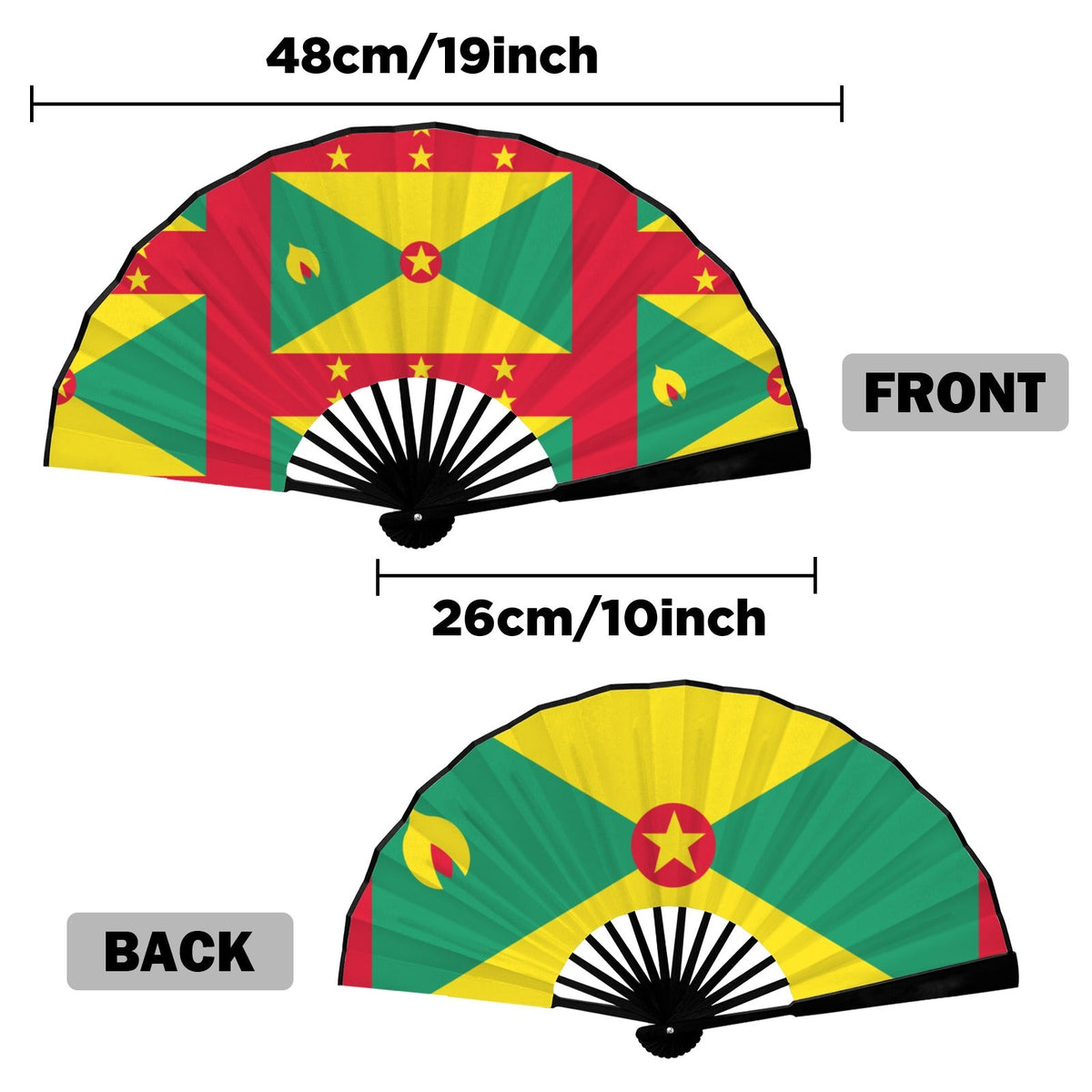 Grenada Flag Double-Sided Custom Folding Fan - Conscious Apparel Store
