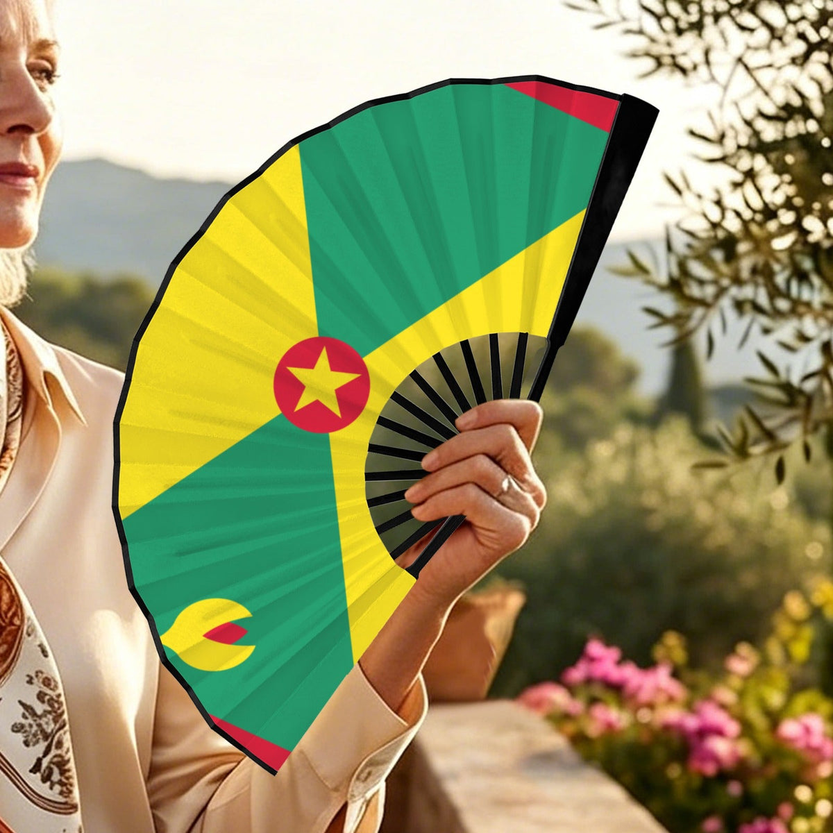 Grenada Flag Double-Sided Custom Folding Fan - Conscious Apparel Store