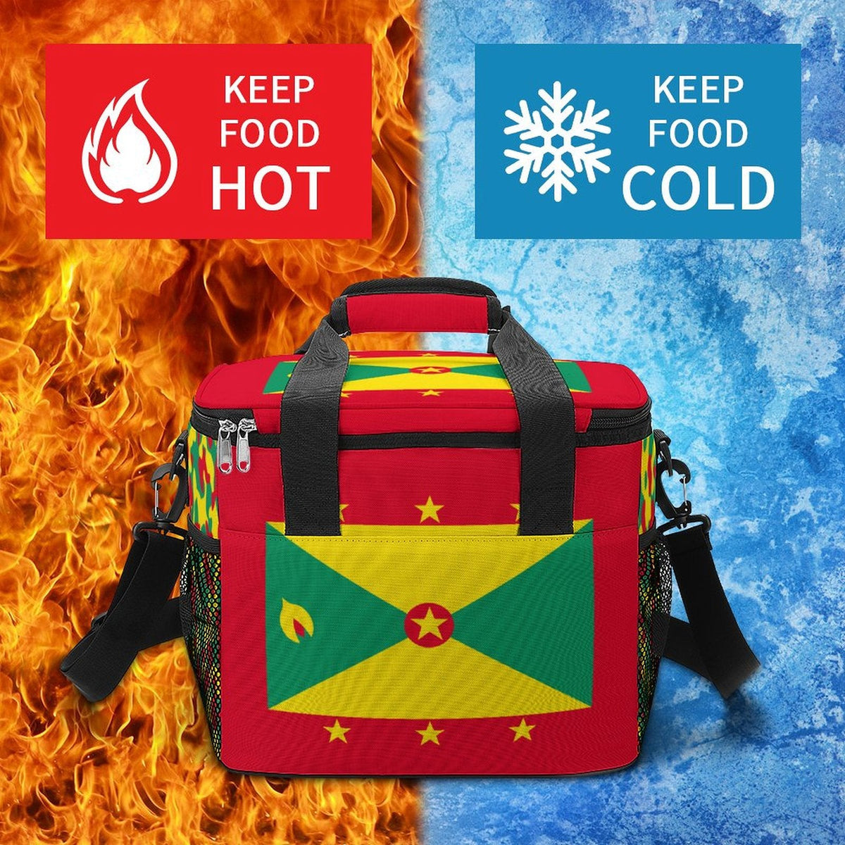 Grenada Flag Insulated Cooler Bag - Conscious Apparel Store
