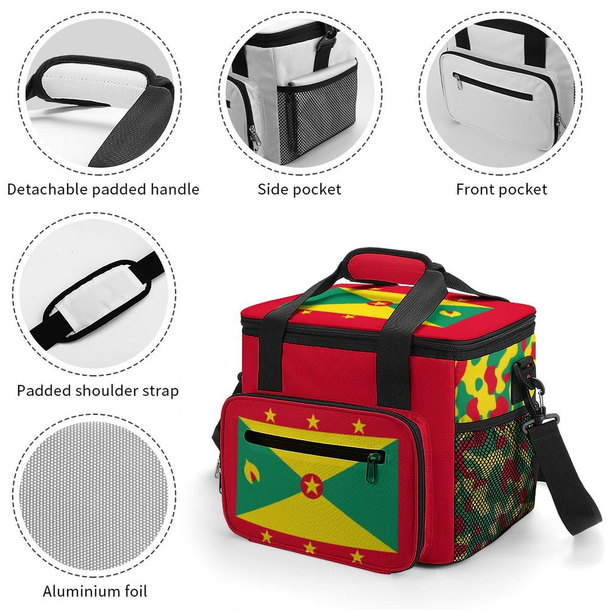 Grenada Flag Insulated Cooler Bag - Conscious Apparel Store