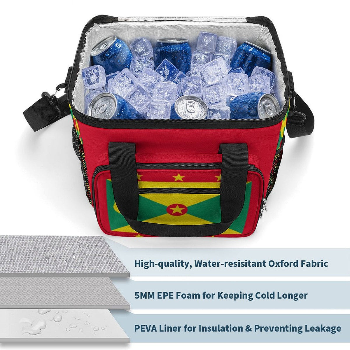 Grenada Flag Insulated Cooler Bag - Conscious Apparel Store