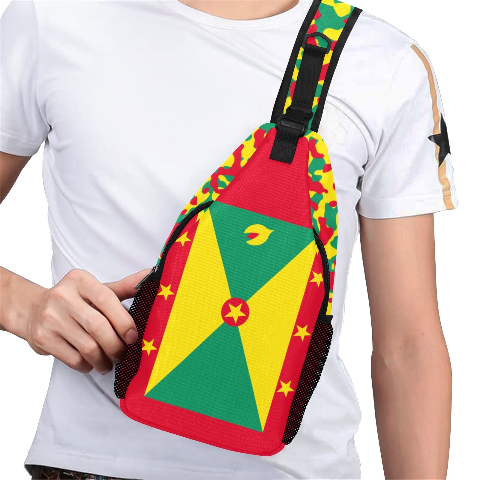 Grenada Flag Men's Casual Chest Bag - Conscious Apparel Store