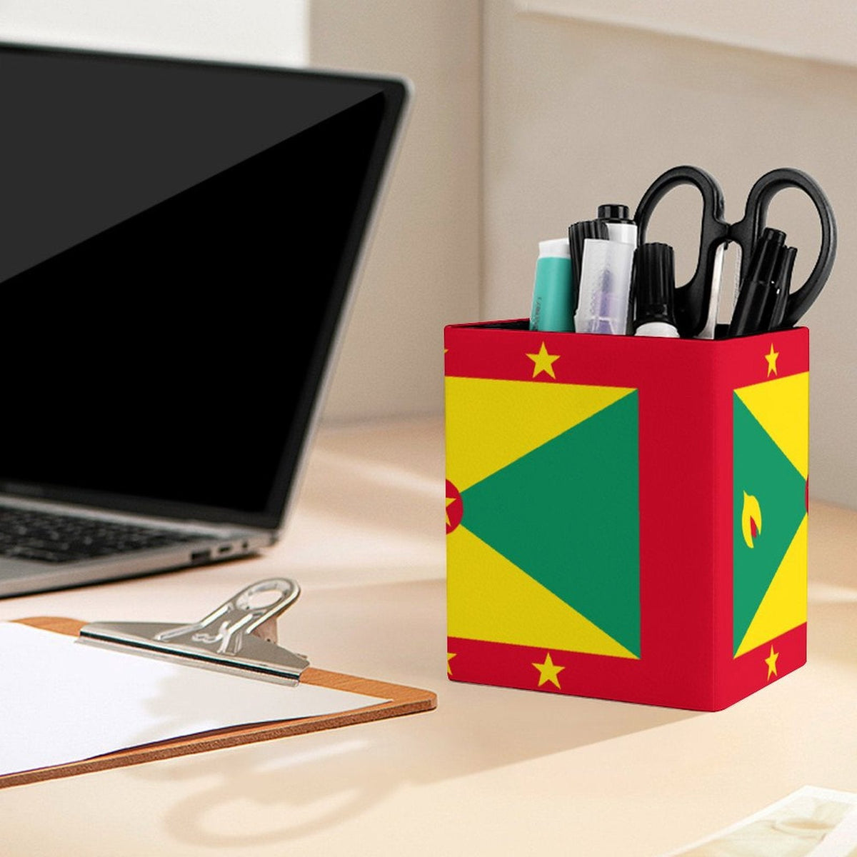 Grenada Flag Square Pen Holder - Conscious Apparel Store
