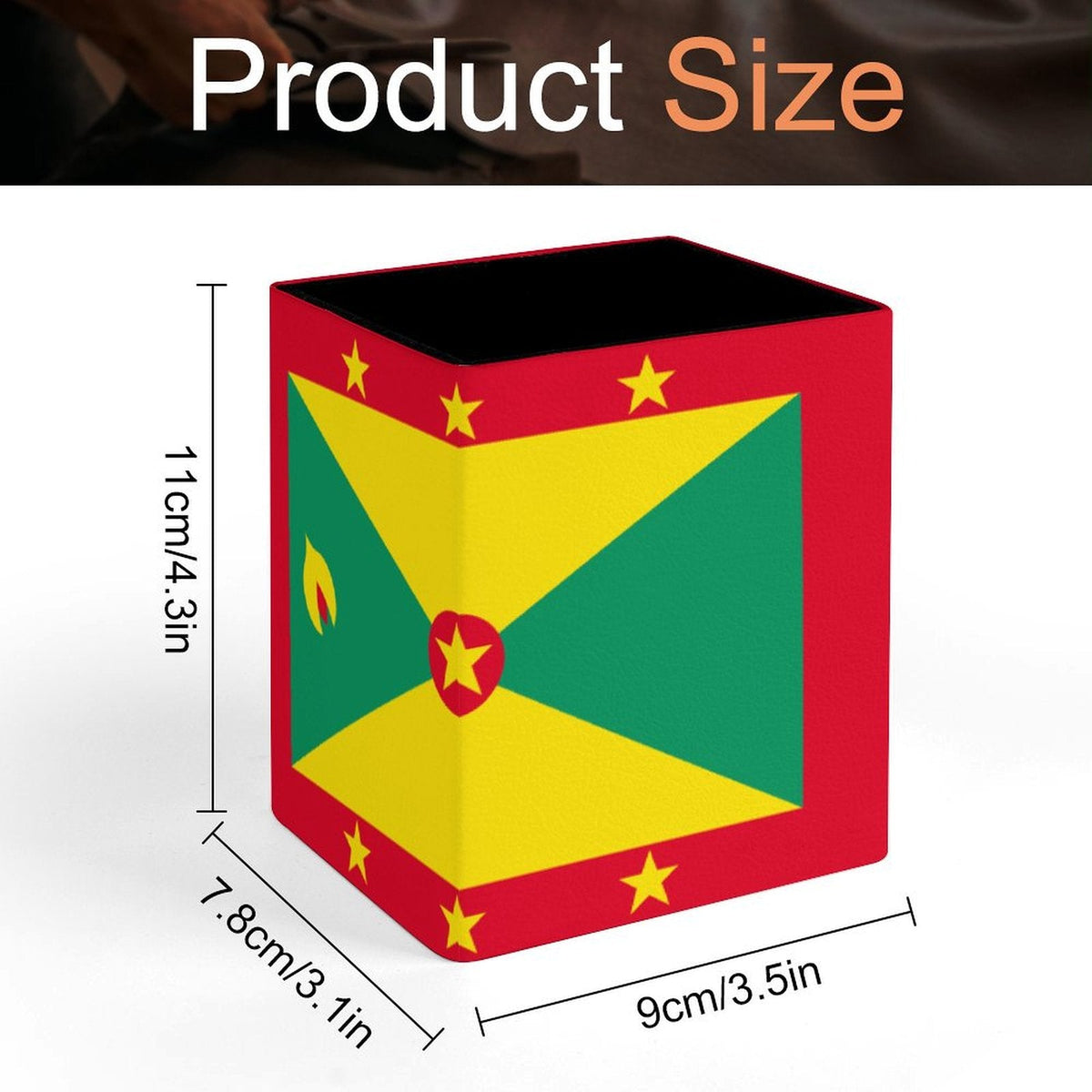 Grenada Flag Square Pen Holder - Conscious Apparel Store