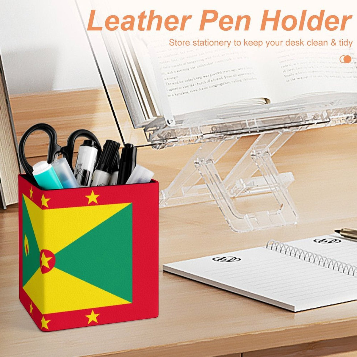 Grenada Flag Square Pen Holder - Conscious Apparel Store