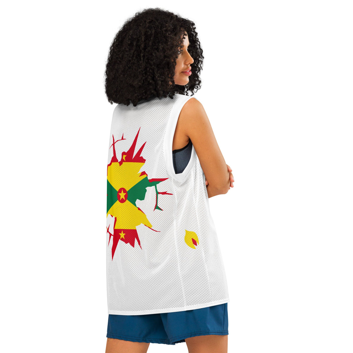 Grenada Flag (White) Premium Sport Jersey Tank Top - Conscious Apparel Store