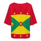 Grenada Flag Women’s Loose Half-Sleeve Boat Neck T-Shirt - Conscious Apparel Store