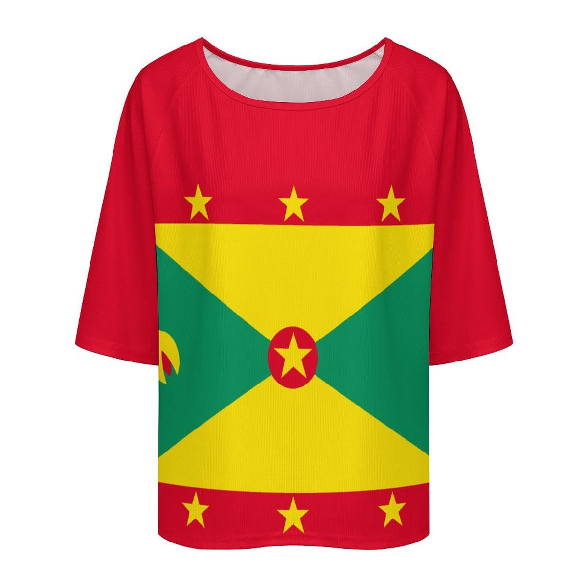 Grenada Flag Women’s Loose Half-Sleeve Boat Neck T-Shirt - Conscious Apparel Store