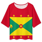 Grenada Flag Women’s Loose Half-Sleeve Boat Neck T-Shirt - Conscious Apparel Store