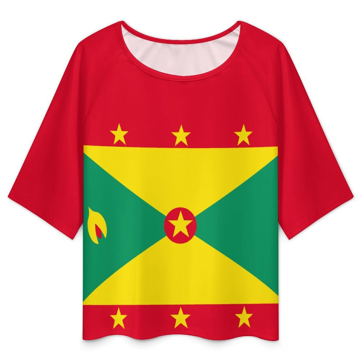 Grenada Flag Women’s Loose Half-Sleeve Boat Neck T-Shirt - Conscious Apparel Store