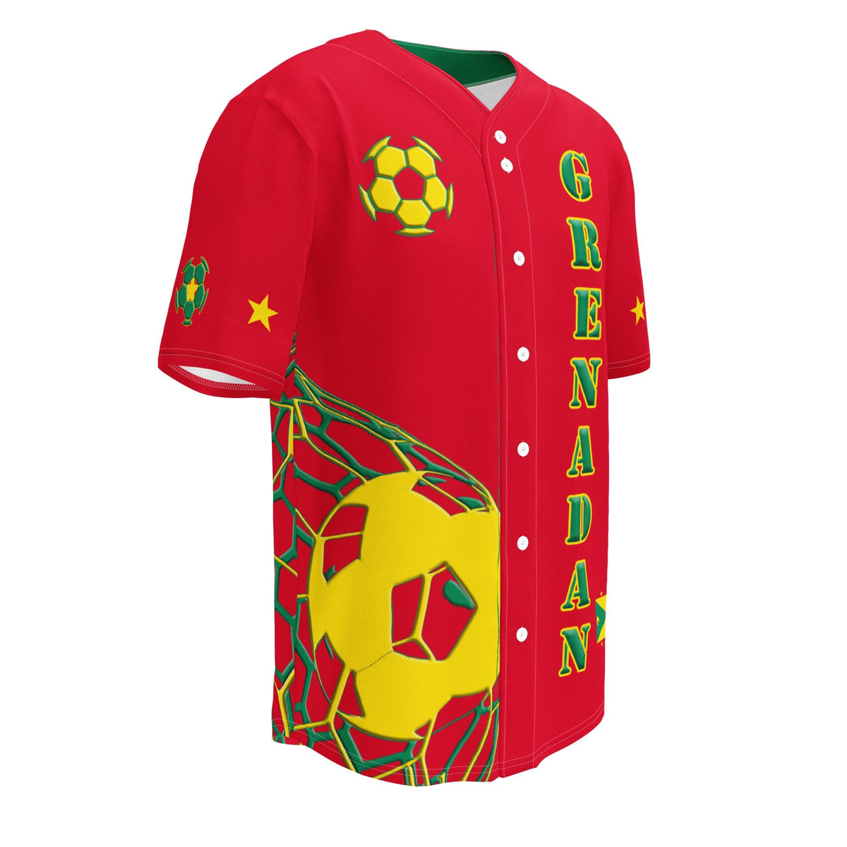 Grenada Football Themed Button-Down Sport Jersey - Conscious Apparel Store