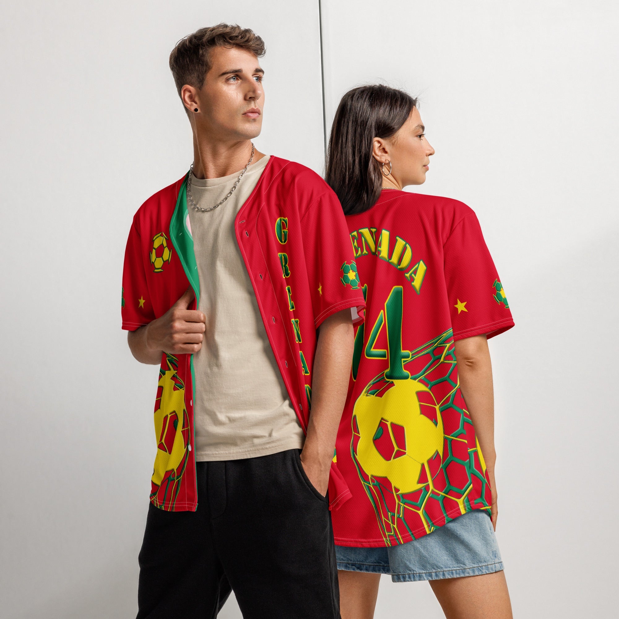 Grenada Football Themed Button-Down Sport Jersey - Conscious Apparel Store