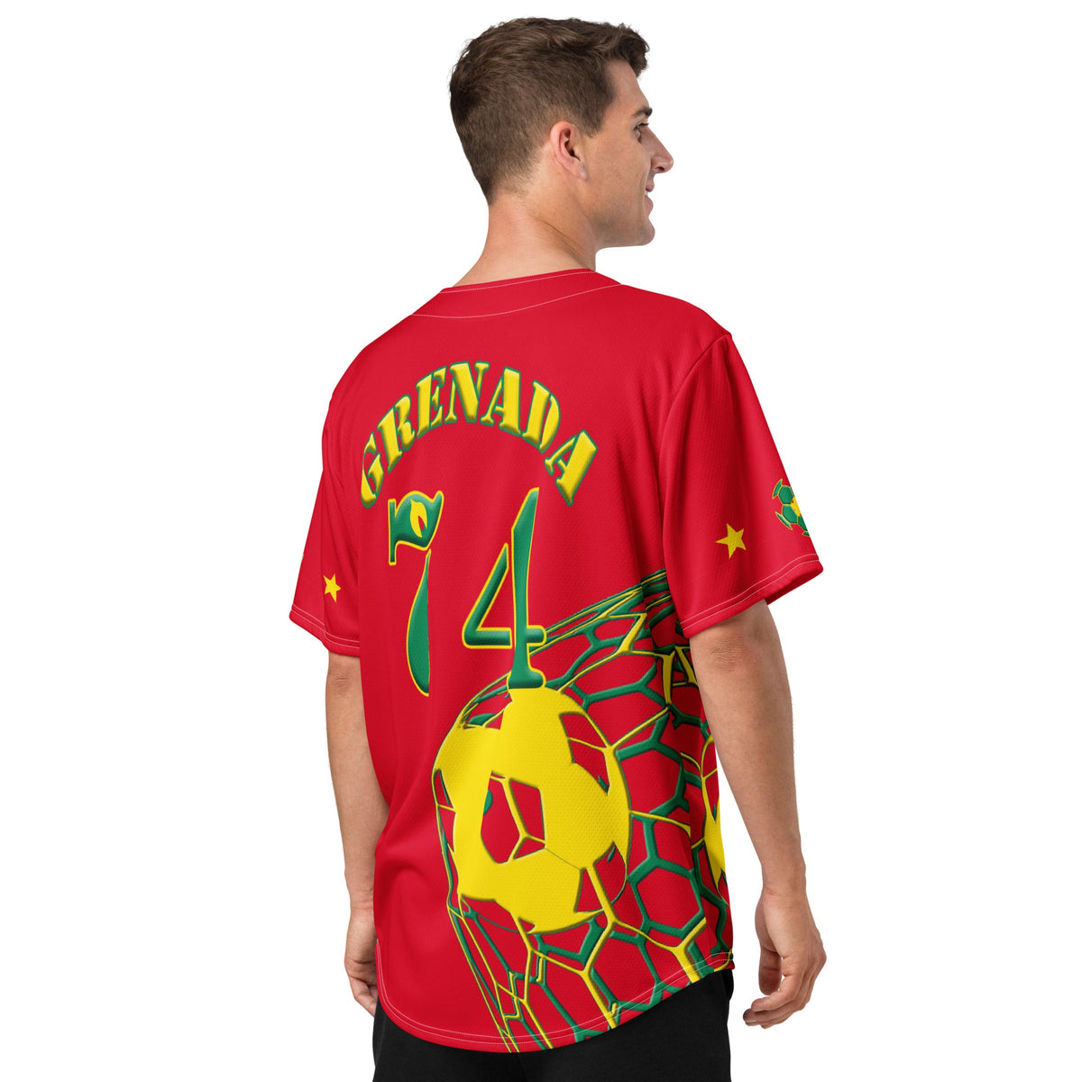 Grenada Football Themed Button-Down Sport Jersey - Conscious Apparel Store