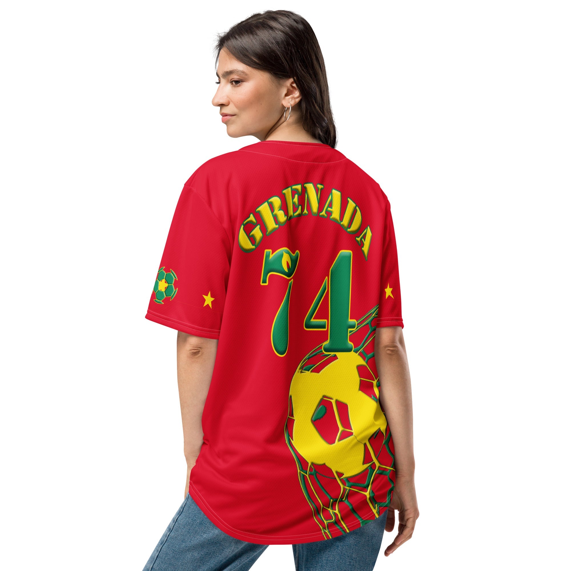 Grenada Football Themed Button-Down Sport Jersey - Conscious Apparel Store