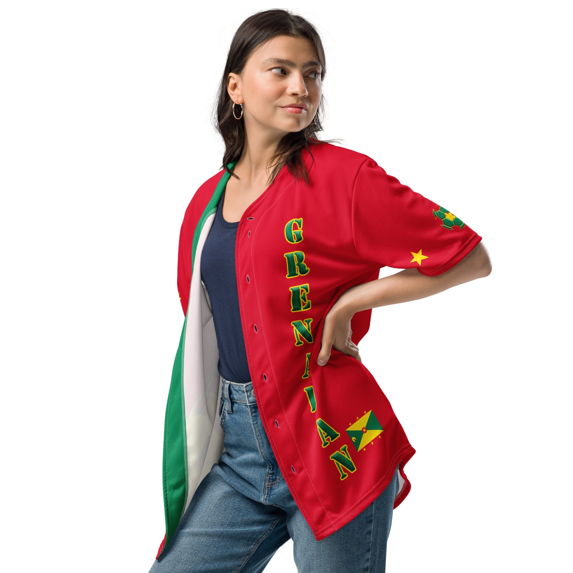 Grenada Football Themed Button-Down Sport Jersey - Conscious Apparel Store