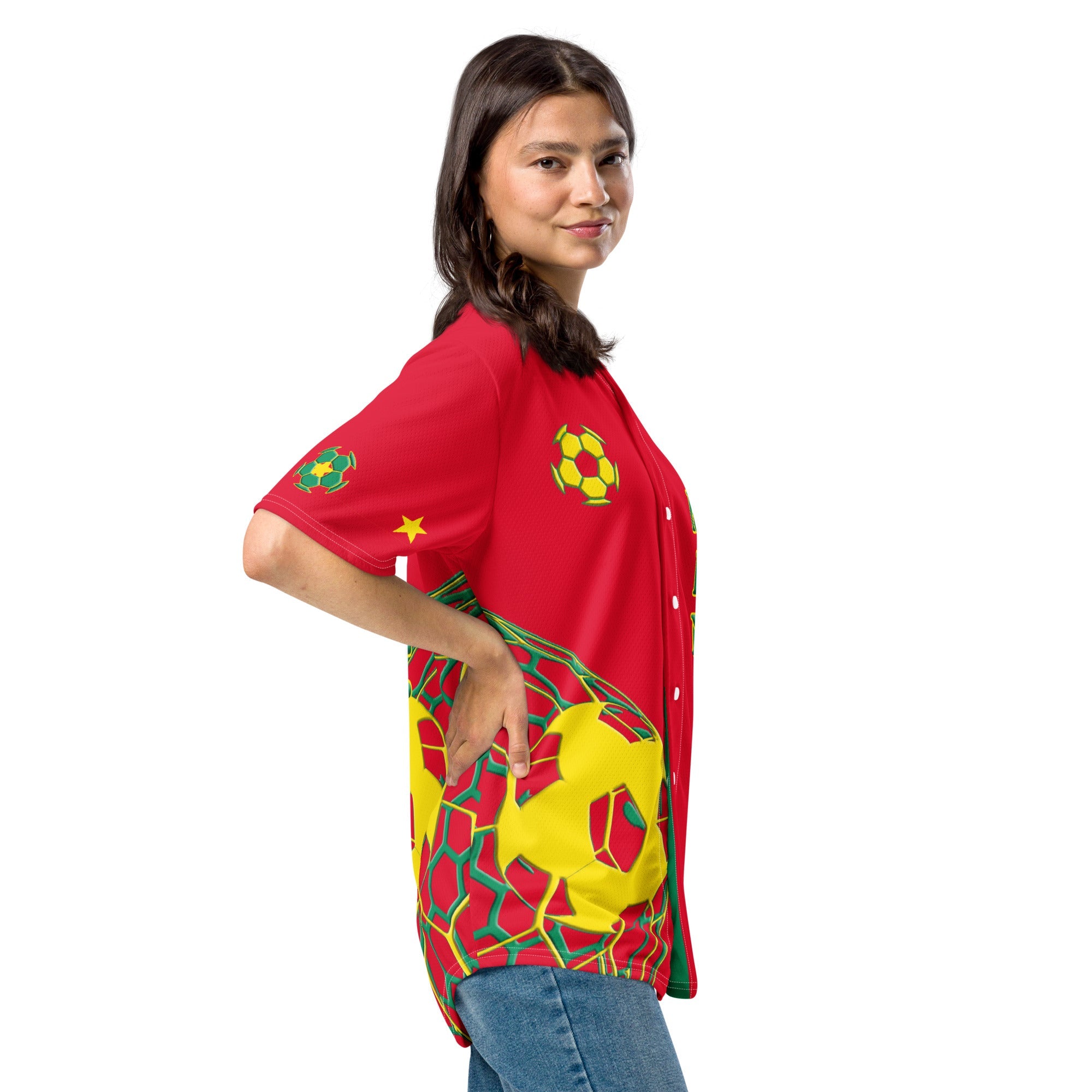 Grenada Football Themed Button-Down Sport Jersey - Conscious Apparel Store