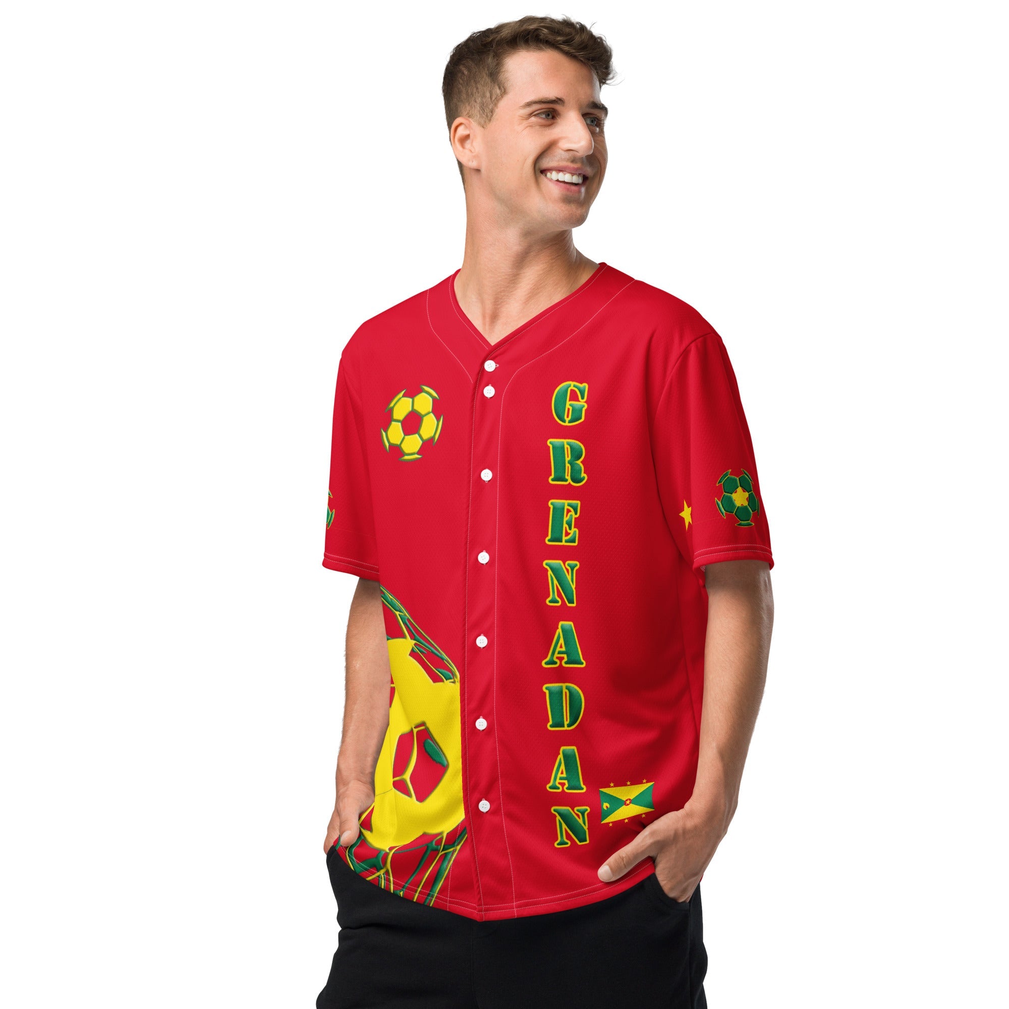 Grenada Football Themed Button-Down Sport Jersey - Conscious Apparel Store