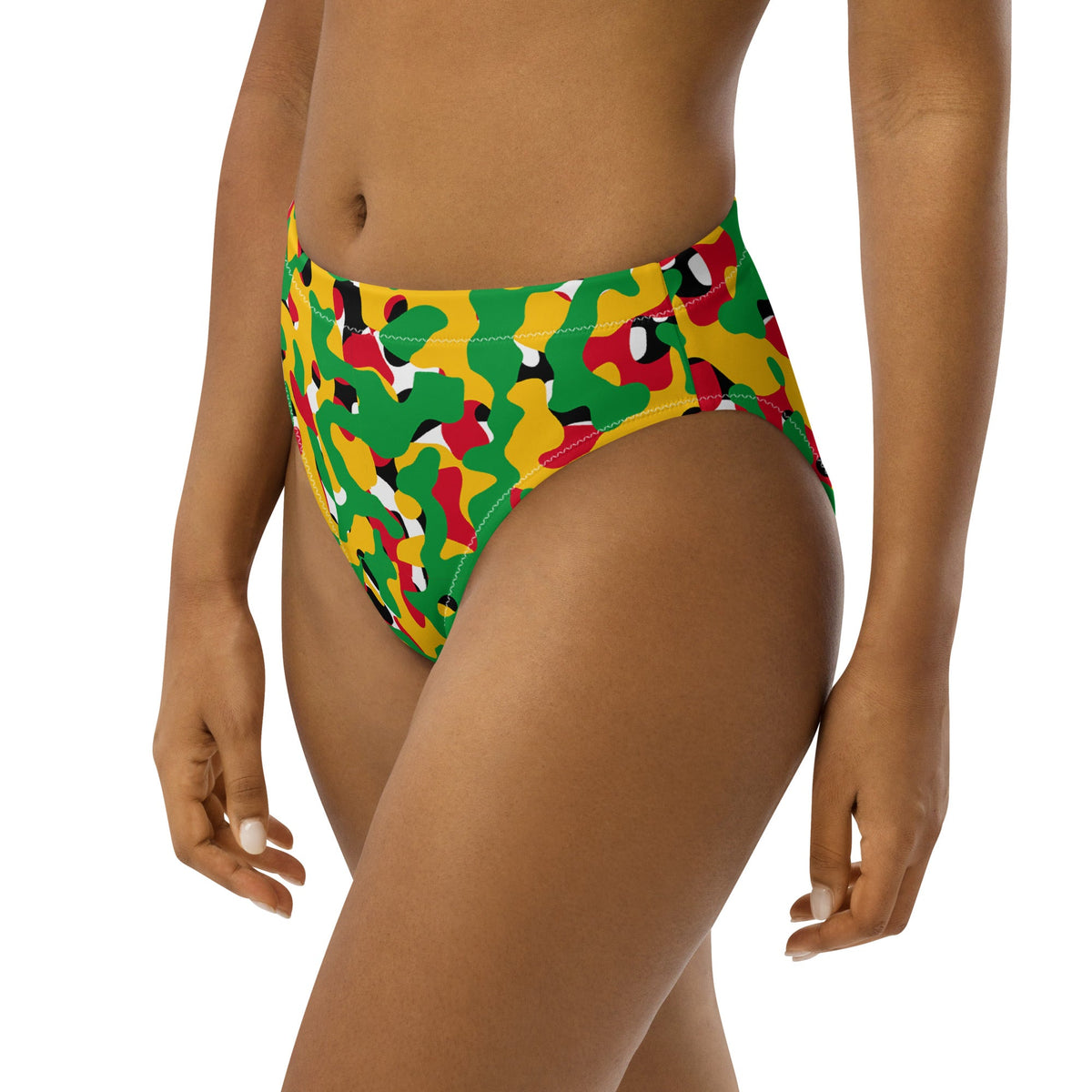 Guyana Flag Camo high-waisted bikini bottom - Conscious Apparel Store