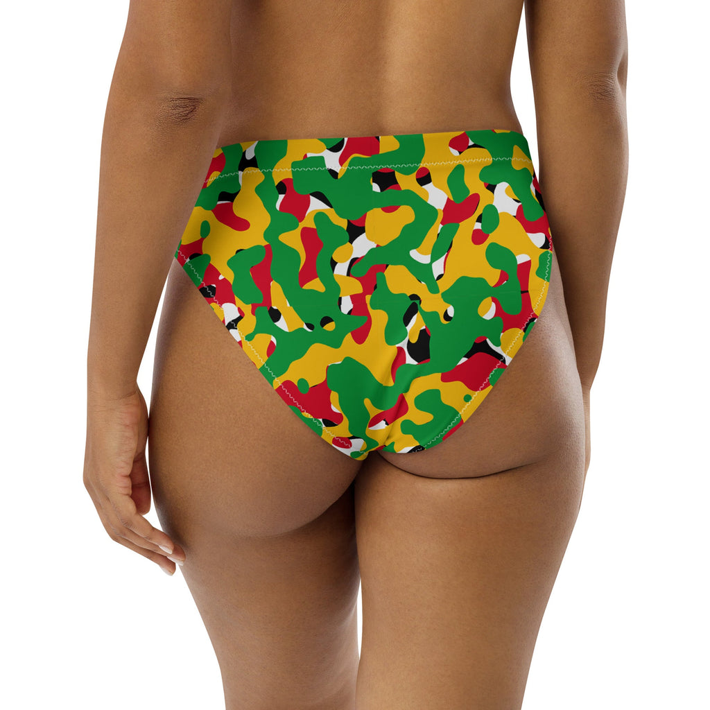 Guyana Flag Camo high-waisted bikini bottom - Conscious Apparel Store