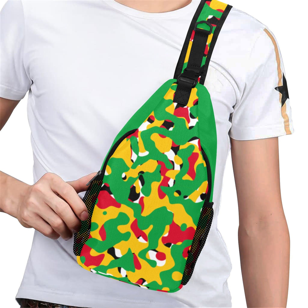 Guyana Flag Camo Men's Casual Chest Bag - Conscious Apparel Store