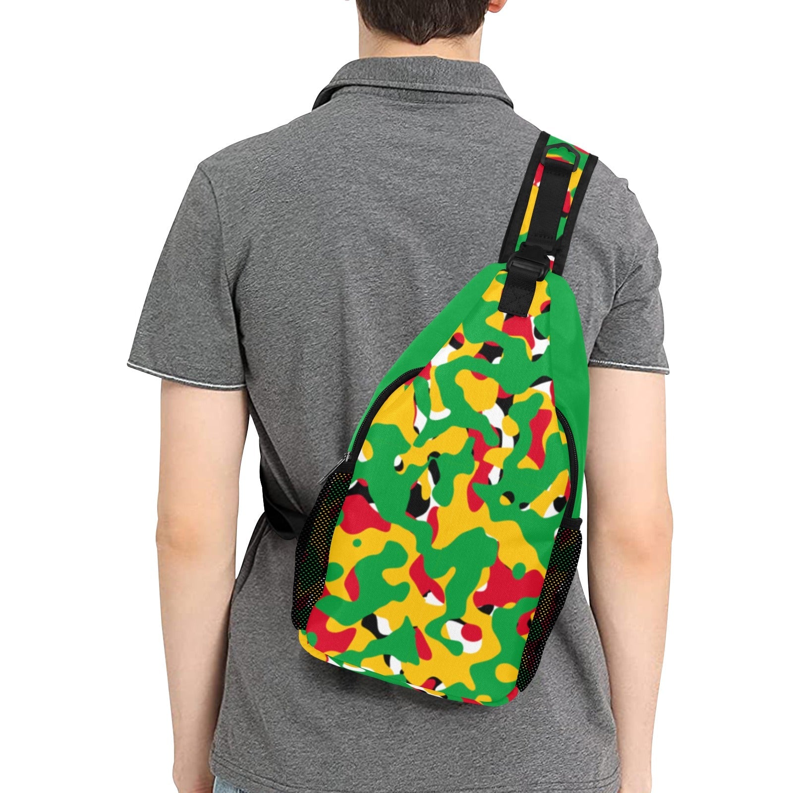 Guyana Flag Camo Men's Casual Chest Bag - Conscious Apparel Store