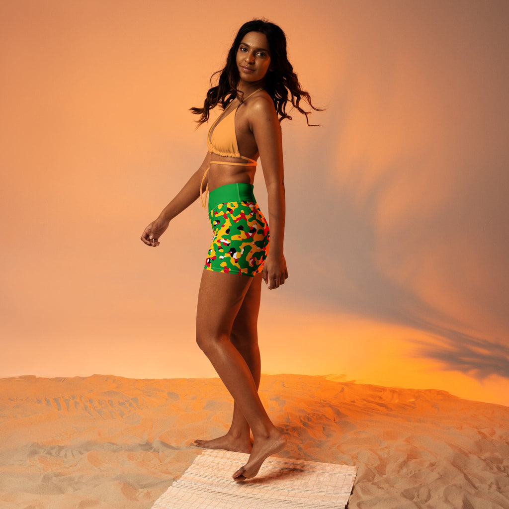 Guyana Flag Camo Yoga Shorts - Conscious Apparel Store