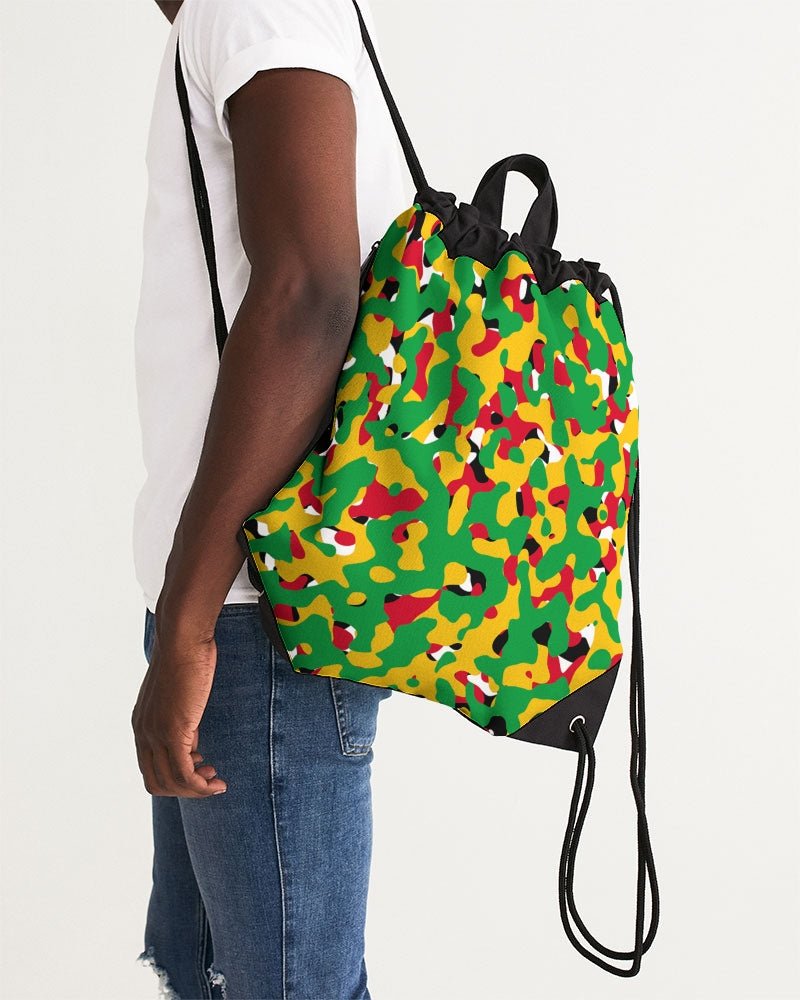 Guyana Flag Camouflage Canvas Drawstring Bag - Conscious Apparel Store