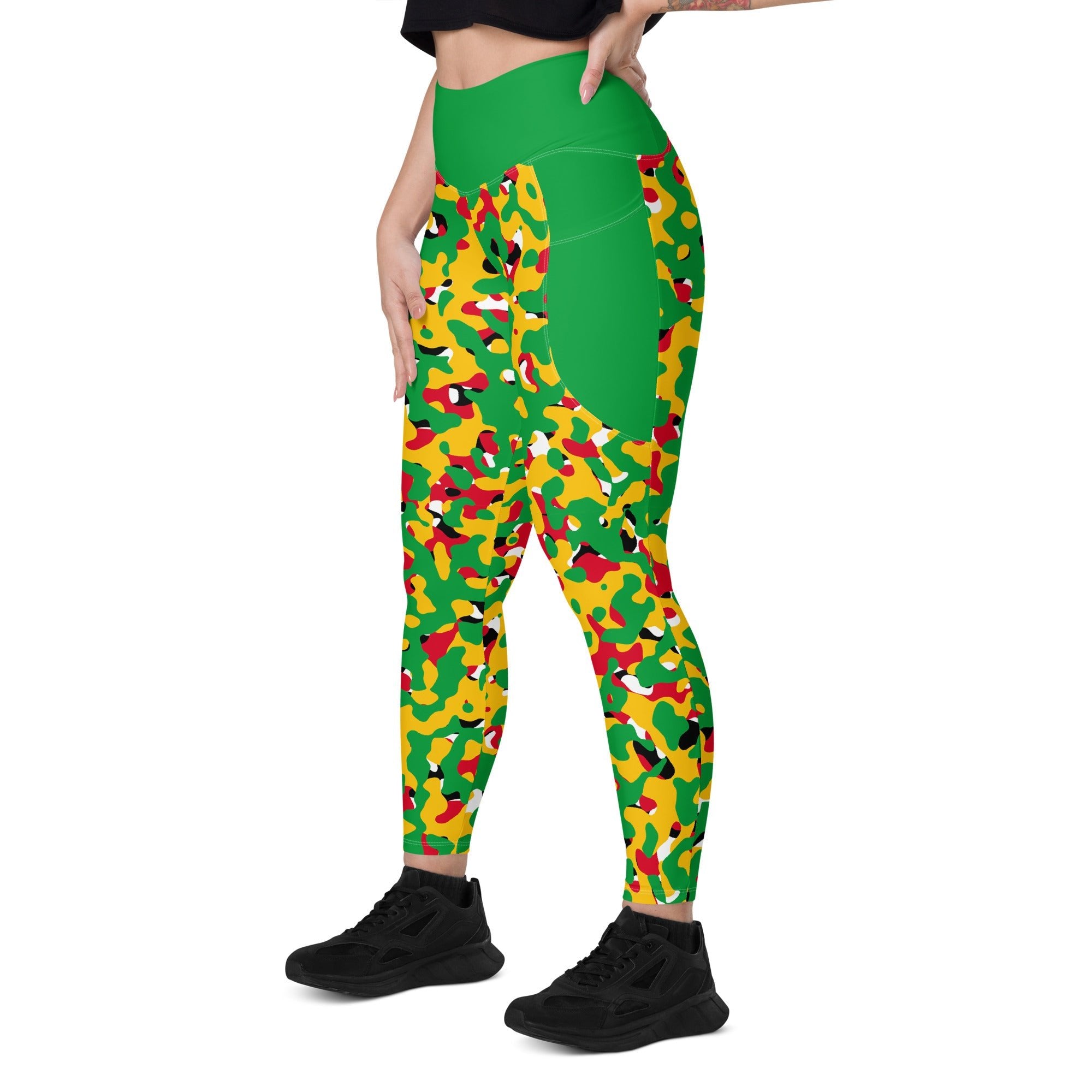 Guyana Flag Camouflage Leggings with pockets - Conscious Apparel Store
