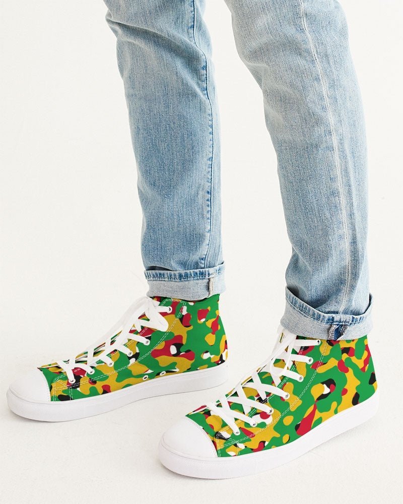 Guyana Flag Camouflage Men's Hightop Canvas Shoe - Conscious Apparel Store
