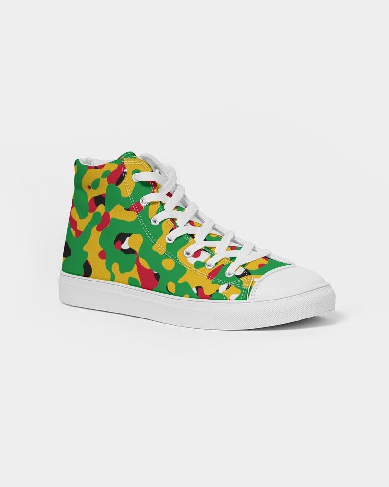 Guyana Flag Camouflage Men's Hightop Canvas Shoe - Conscious Apparel Store