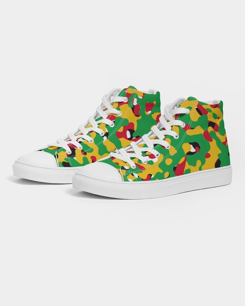 Guyana Flag Camouflage Men's Hightop Canvas Shoe - Conscious Apparel Store
