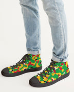 Guyana Flag Camouflage Men's Hightop Canvas Shoe - Black - Conscious Apparel Store