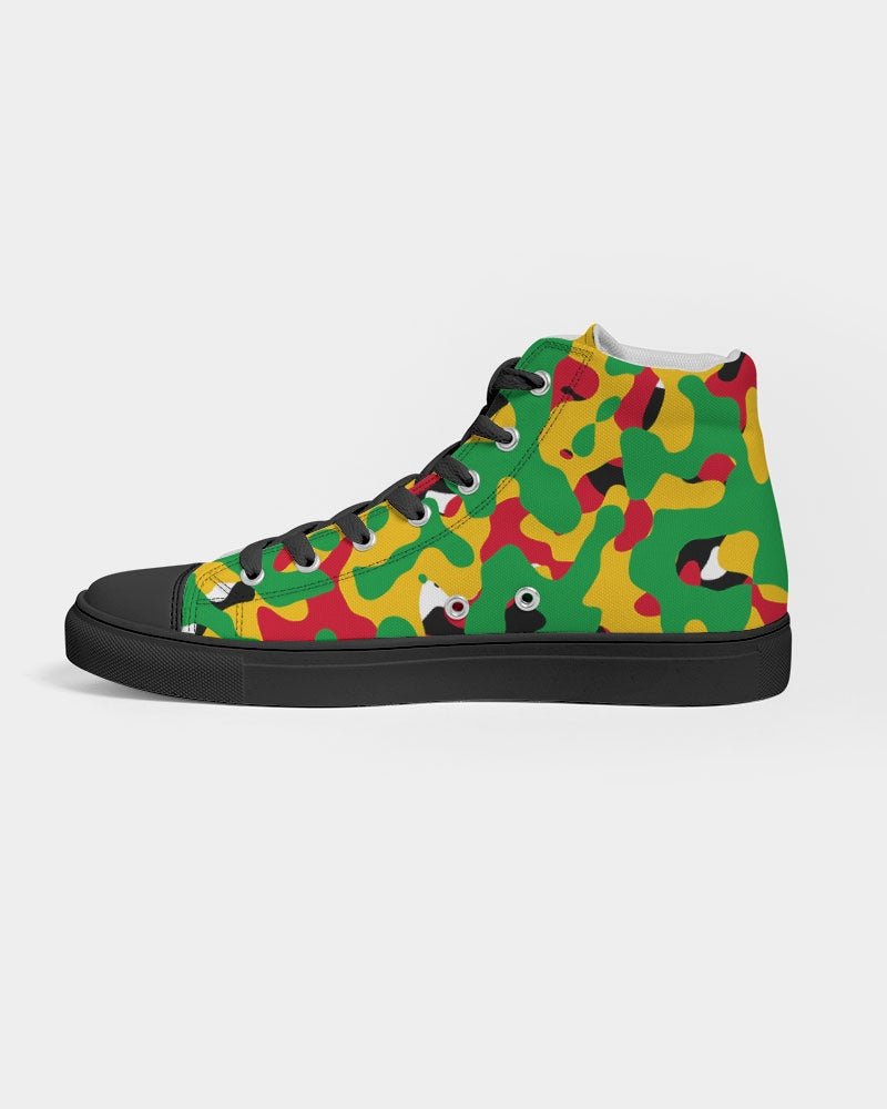 Guyana Flag Camouflage Men's Hightop Canvas Shoe - Black - Conscious Apparel Store
