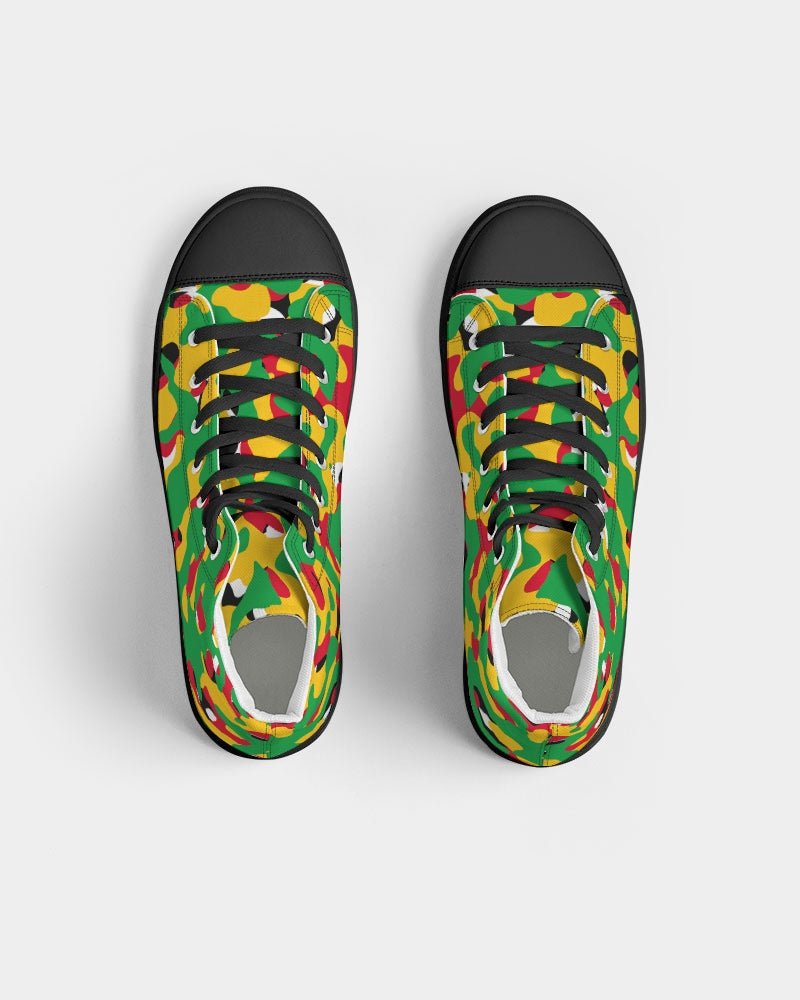 Guyana Flag Camouflage Men's Hightop Canvas Shoe - Black - Conscious Apparel Store