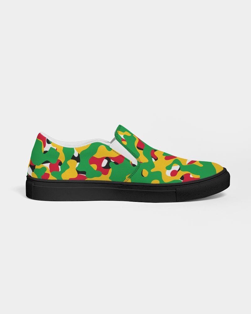 Guyana Flag Camouflage Men's Slip-On Canvas Shoe - Black - Conscious Apparel Store
