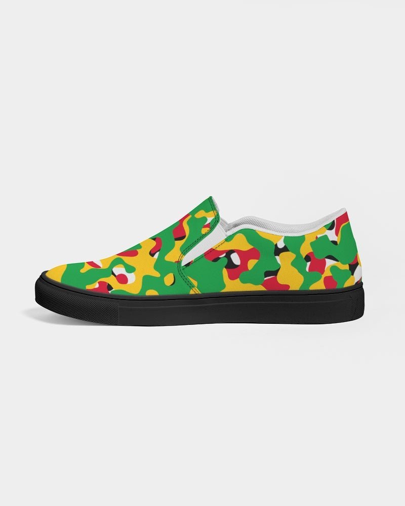 Guyana Flag Camouflage Men's Slip-On Canvas Shoe - Black - Conscious Apparel Store