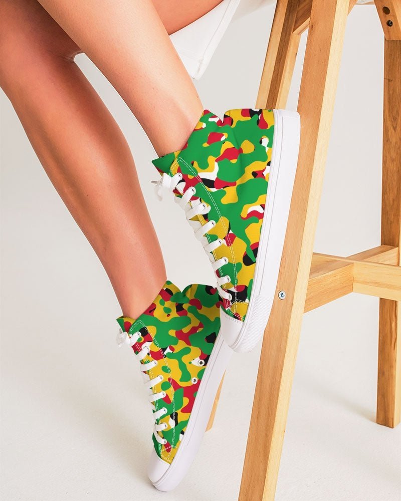 Guyana Flag Camouflage Women's Hightop Canvas Shoe - Conscious Apparel Store