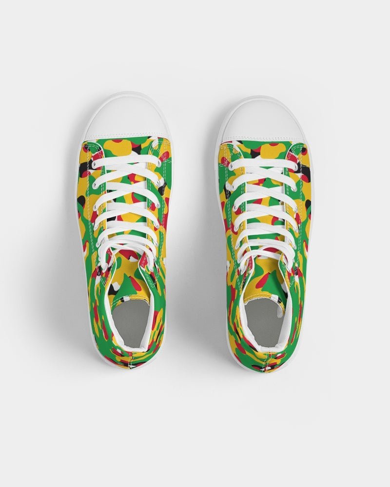 Guyana Flag Camouflage Women's Hightop Canvas Shoe - Conscious Apparel Store
