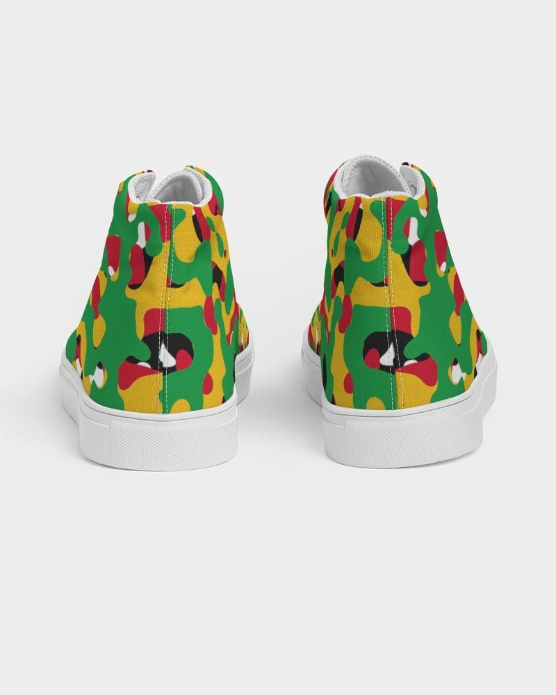 Guyana Flag Camouflage Women's Hightop Canvas Shoe - Conscious Apparel Store
