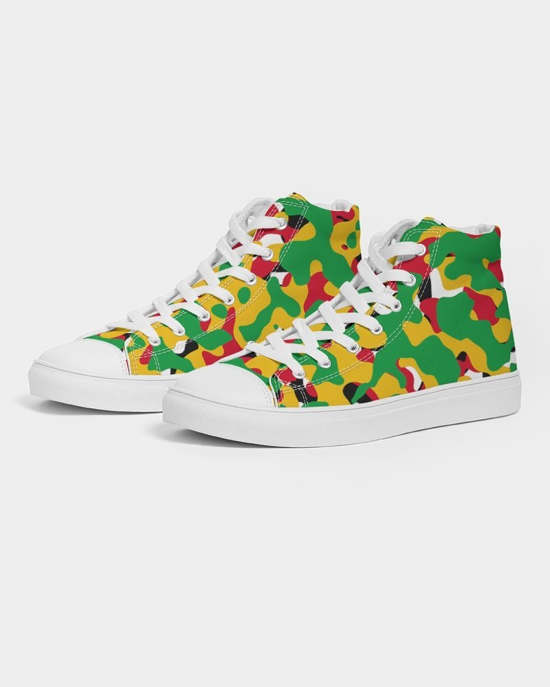 Guyana Flag Camouflage Women's Hightop Canvas Shoe - Conscious Apparel Store