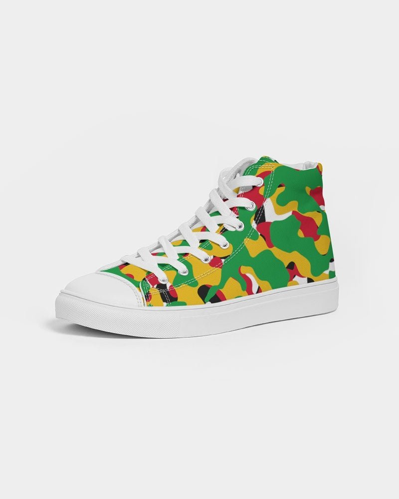 Guyana Flag Camouflage Women's Hightop Canvas Shoe - Conscious Apparel Store