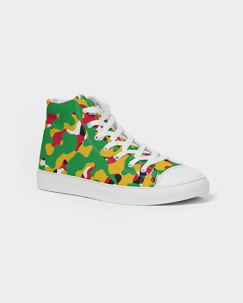 Guyana Flag Camouflage Women's Hightop Canvas Shoe - Conscious Apparel Store